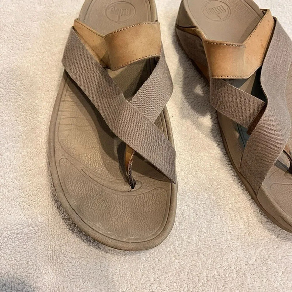 Fitflop MensTaupe Sling Nylon Walking Sandal 11 Flat Comfort Slip On Casual - Picture 6 of 12